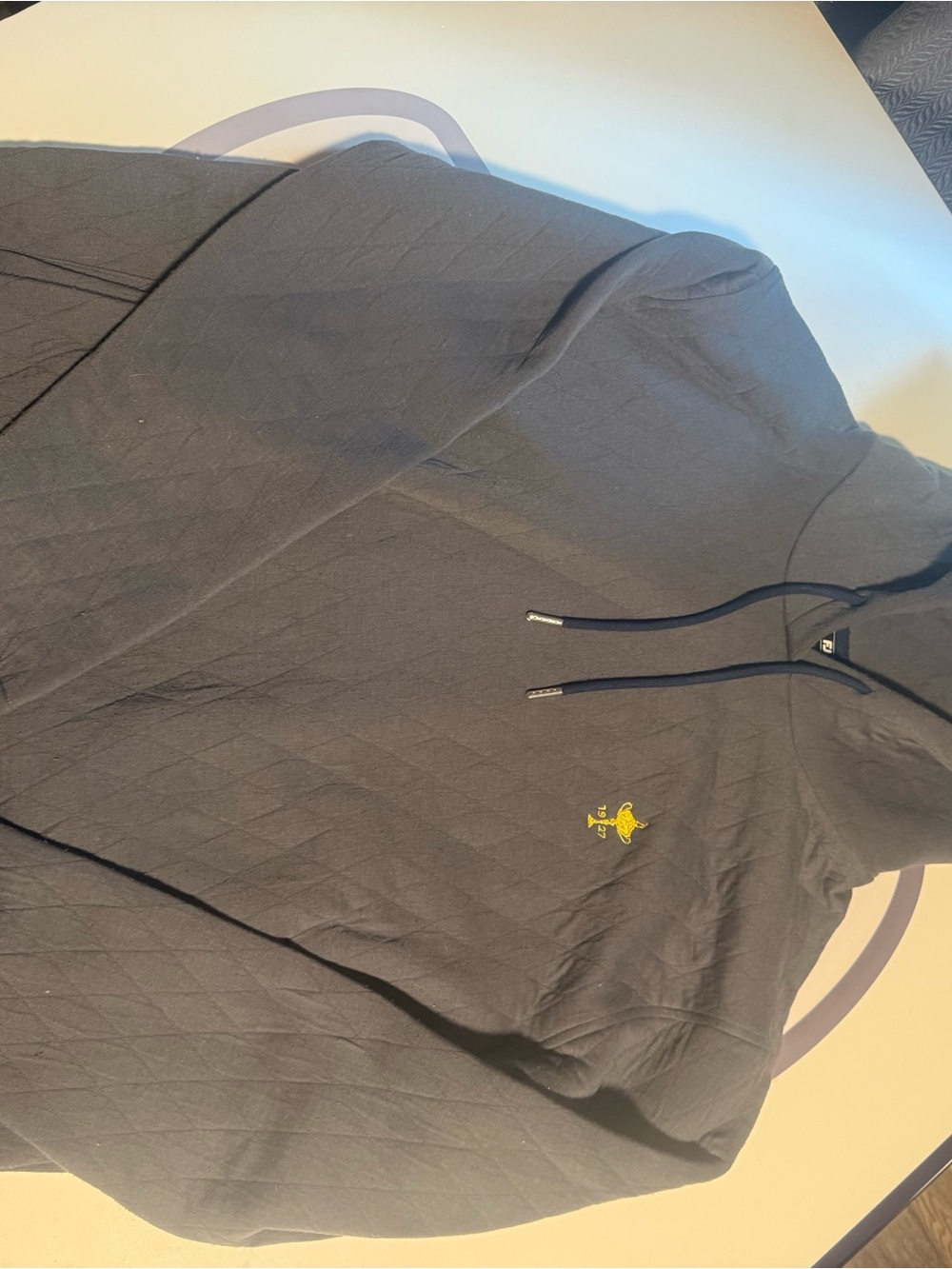 Ryder Cup FootJoy Quilted Charcoal Hoodie with Yellow Logo